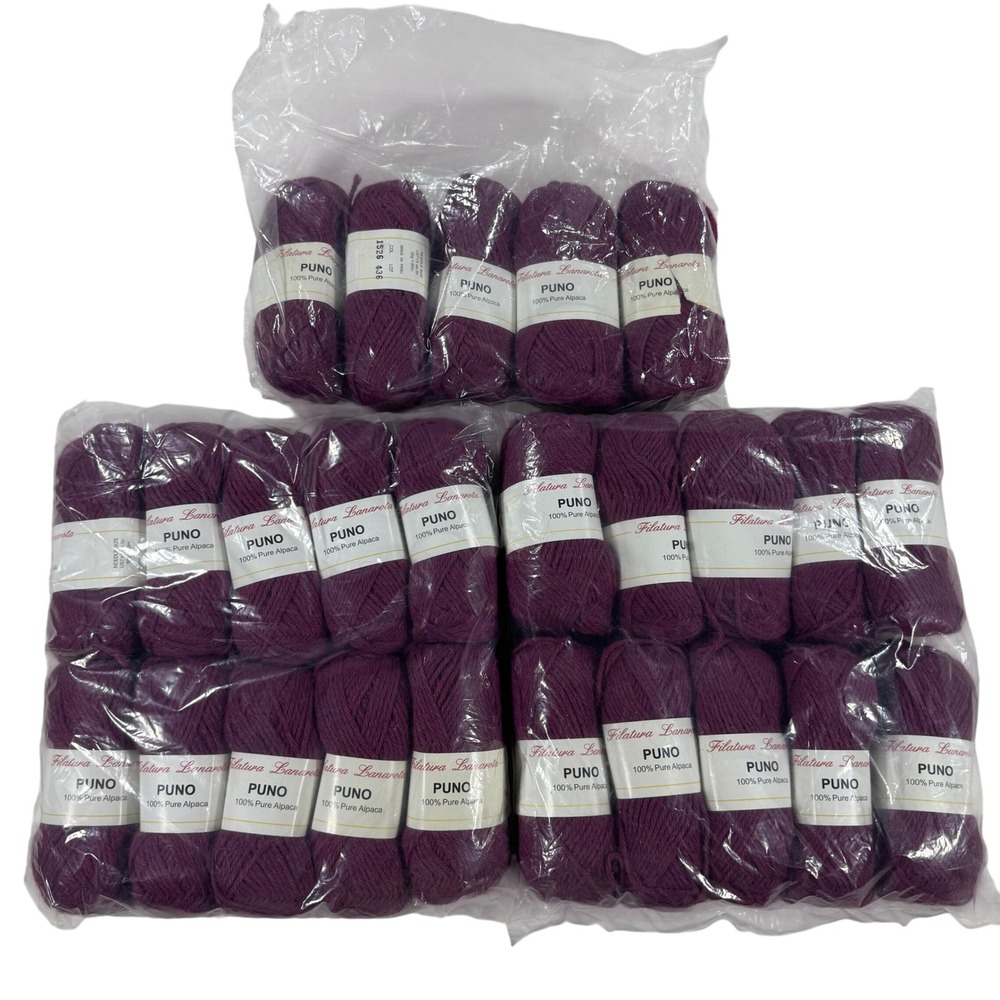 Filatura Lanarota Puno 100% Pure Alpaca Yarn Purple Lot of 25 Skeins 1526 436